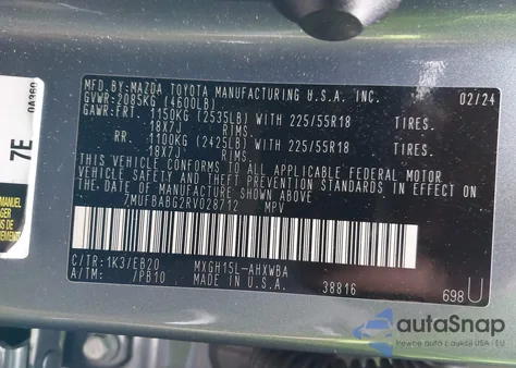 2024 Toyota Corolla Cross Hybrid Xse z USA, uszkodzony, nr VIN 7MUFBABG2RV028712